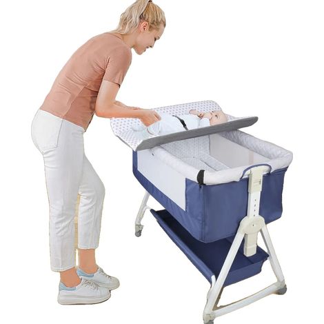 Berceau pour bébé, Deux modes, Mobilité facile, Bleu (1/2)