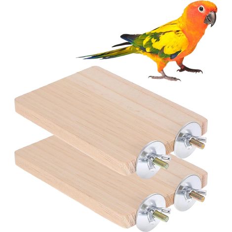 2 Pack Natural Wood Bird Cage Perch 5x3.5 Inch Rectangle Parrot Budgie Cockatiel Conure Hamster Chinchilla (1/5)