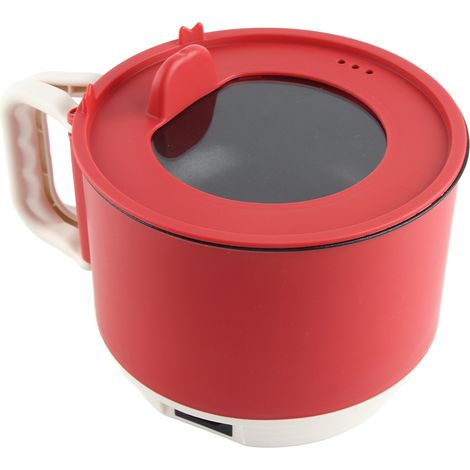 Mini casserole électrique portable, cuisson rapide, facile à utiliser, pour nouilles, soupe, steak, camping, prise UE 220V, rouge (1/5)