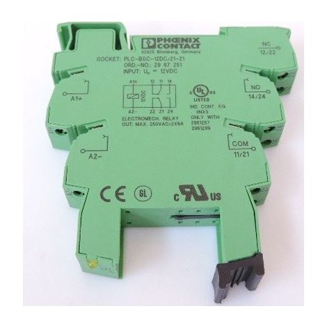 Embase de relais miniature pour rail NS 35/7.5 2RT 12V DC PLC-BSC- 12DC/21-21 PHOENIX CONTACT 2967251