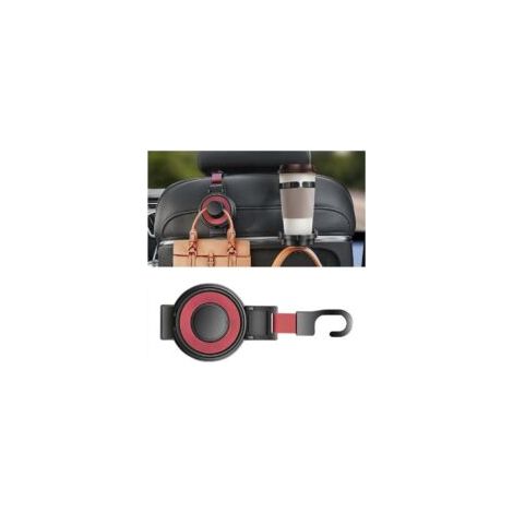 Ganchos para reposacabezas de asiento de coche, portavasos y soporte para teléfono 3 en 1, organizador de almacenamiento multifuncional (rojo) - Crezuo