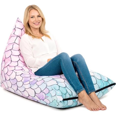 Housse de pouf (sans rembourrage), sac de rangement pour animaux en peluche, sans rembourrage, housse de pouf pour porte-animaux en peluche et organiseur, housses de pouf (sirène) (1/5)