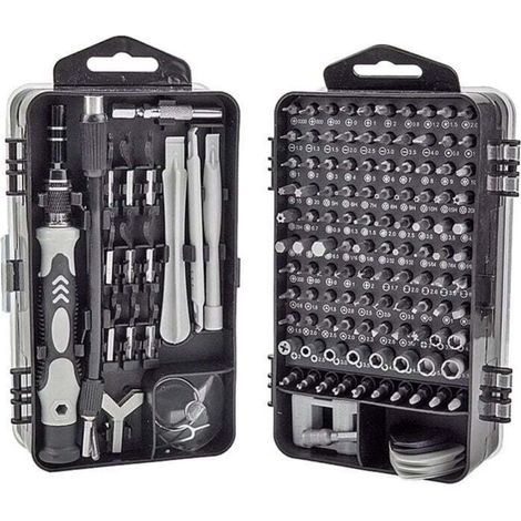 Kit Tournevis de précision, 138-en-1 pour réparer des montres, adapté pour ordinateurs, téléphones, laptops, PS5, Xbox, jouets et lunettes. Inclut Tournevis de précision et Mini tournevis (1/4)