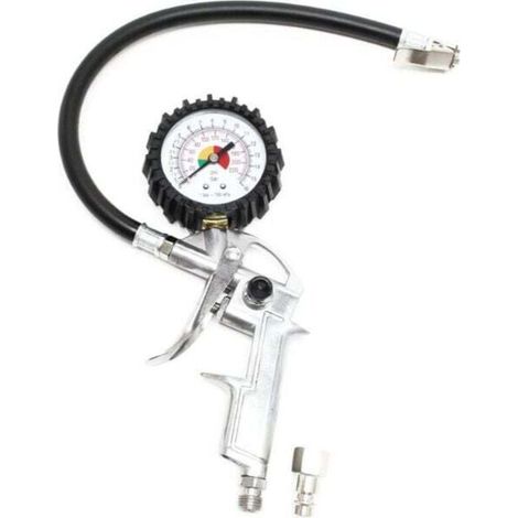 Pistolet de gonflage haute pression 0-16 bars avec manomètre intégré – pour pneus voiture, moto et objets pneumatiques