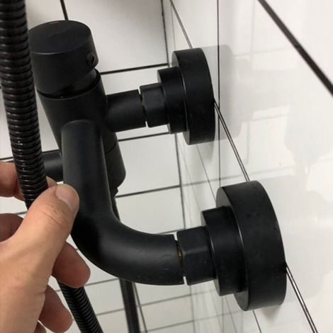 Laoa – Kit di fissaggio per doccia – Copertura decorativa in rame elettrolitico nero – Compatibile con miscelatori a parete – Diametro 70 mm (1/4)