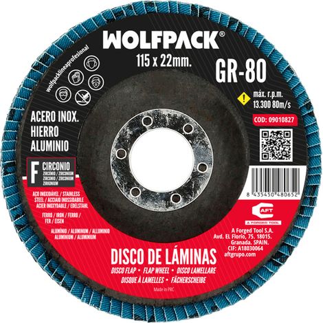 WOLFPACK LINEA PROFESIONAL Circon Inox-Schleifscheibe - Plus 115x22 mm. Körnung 80