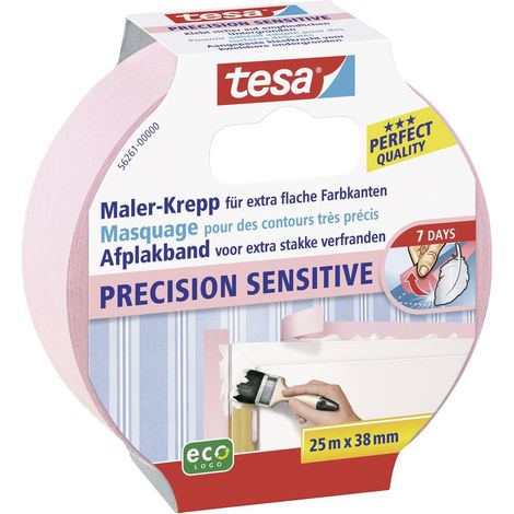 Tesa – Ruban de masquage rose 38 mm – Extra fin et résistant aux déchirures – Pour surfaces délicates – Retrait sans résidu jusqu'à 7 jours