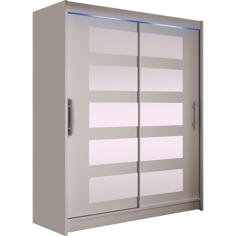 Armario Closico Camera V, Cachemira, 200x150x58cm, Puertas de armario: Correderas, Número de estantes: 5, LED