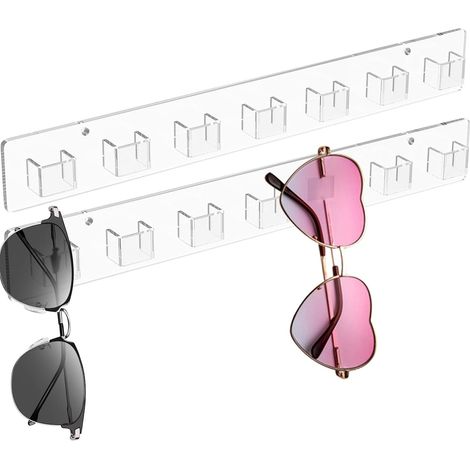 Clear Rack Display Wall Sunglasses Organizer for Home Decor Shelf with Mounts, Eyewear Storage Fixture, Ideal for Bedroom Office Garage Apartment (1/5)