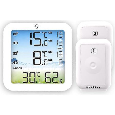 Thermomètre numérique pour réfrigérateur avec alarme - Thermomètre sans fil pour réfrigérateur et congélateur avec 2 capteurs, compatible et de haute qualité WHBYV (1/4)