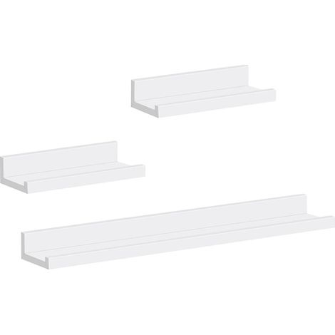 Woltu – Étagère murale blanche MDF – Lot de 3 étagères 60x10cm et 30x10cm – Charge maximale 5kg/niveau – RG9491WS