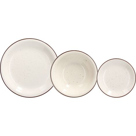 Service de vaisselle pour 6 personnes, 18 pièces, porcelaine, beige (1/4)