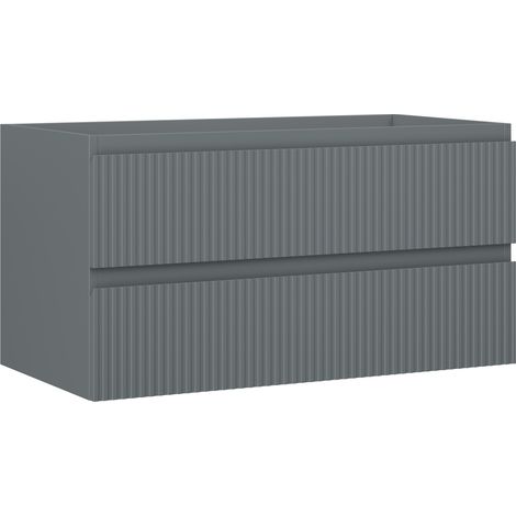 Mexen Rivel Badezimmerschrank für Waschtisch 90 cm, 2 Schubladen, geriffelt, grafit matt - 91A20-09047-2-BFF66 (1/5)