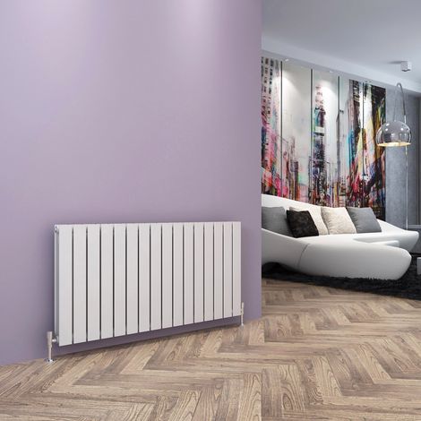 ELEGANT White Rads Designer Double Flat Panel Bathroom Radiator Heater + Anthracite Thermostatic Radiator Valves 600 x 1216 mm High Heat Output (1/5)