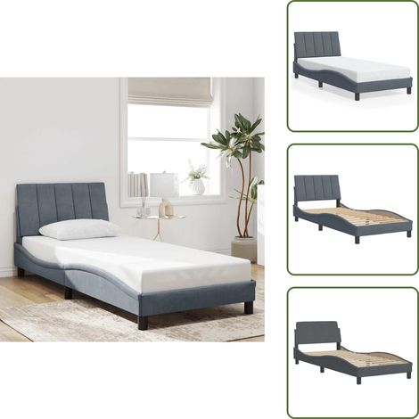 Cuscino testiera - vidaXL Giroletto senza Materasso Hanko Grigio Scuro 80x200 cm Velluto - Velluto