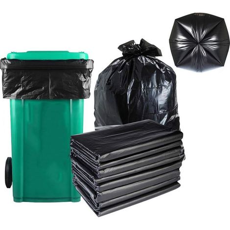 50 pièces, sacs poubelles, sacs poubelles en plastique noir, grands sacs poubelles épais, adaptés aux pelouses de cuisine à domicile, etc. (80100cm) (1/5)