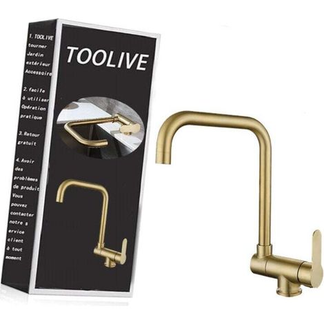 Mitigeur Cuisine Rabattable,robinet Cuisine Rabattable D'or Brossé En Acier Inoxydable,Robinet Pliable Moderne (1/4)