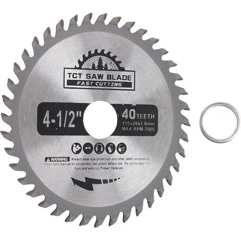 Disque de coupe en carbure pour scie circulaire à bois, 115 x 1,6 x 20 mm, 40 dents (1/4)