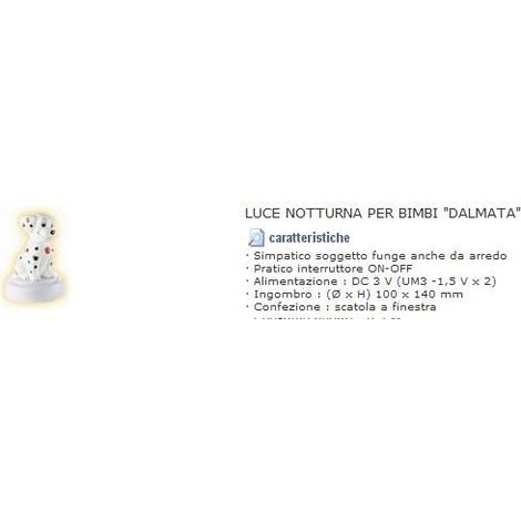 Luce lampada notturna portatile push modello cane dalmata 14 cm