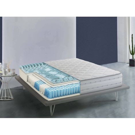 Dmora - Colchón cuadrado y medio Dment, Colchón viscoelástico y muelles ensacados, 100% Made in Italy, Antiácaros e hipoalergénico, 120x190h26 cm (1/5)