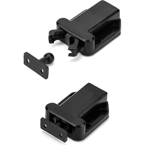 Lot de 6 verrous à pression (noirs), compatibles avec les portes d'armoires (1/5)