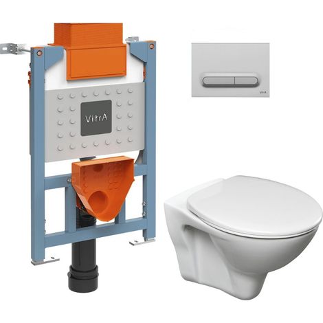 Vitra Bâti support 82cm + WC suspendu Jika Neo + Abattant + Plaque Chrome mat (VUNI82S-LINEPRO-5) (1/5)