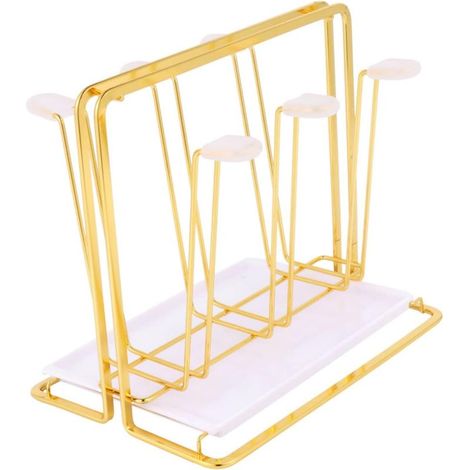 Organisateur de séchage pour bouteilles, égouttoir à tasses, porte-tasses, support à verres suspendu, égouttoir à tasses antidérapant, porte-tasses en fer forgé (1/5)