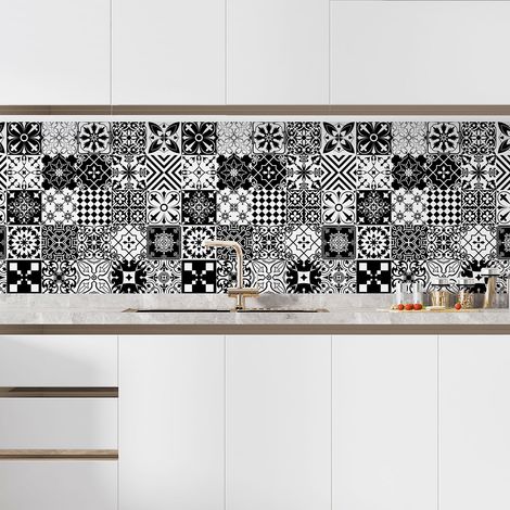 Crédence adhésive cuisine - Effet carreaux de ciment - 65x65 cm - Adhésif + Protection BRILLANTE (1/5)