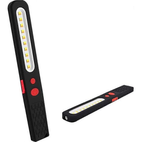 Lampe de travail LED rechargeable, lampe combinée bicolore 2 en 1 avec lampe d'inspection et lampe torche LED COB 3 W à double aimant pour garage automobile, atelier et camping (1/5)