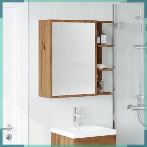 856178 Armoire à miroir salle de bain chêne artisanal 62,5x20,5x64 cm (1/5)