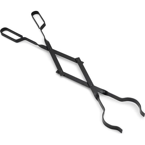 Pince à cheminée 66cm avec poignées À toute épreuve pince à feu Intérieur Poêle à bois Fer forgé pince pour feu De plein air Pince à bûches de bois pour Feu de camp Foyer Outils