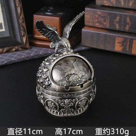 (Yingqinggu) Cendrier rétro Douze Signes du Zodiaque avec couvercle, coupe-vent, résistant aux cendres et aux chocs