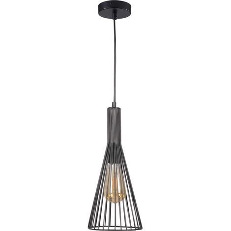 Suspension loft noire TIANA métal Ø15,5cm 1xE27 Polux (1/3)