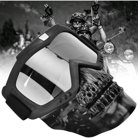 Lunettes de protection pour casque de moto Outdoor Skull, masque facial, lunettes de course pour moto (transparentes)