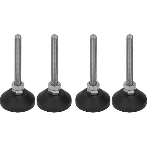 Piedini di livellamento girevoli per mobili, 4 pezzi, con base regolabile in gomma e nylon, dimensioni: D30xM6x50, colore nero. (1/5)