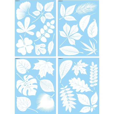 Decal Fenêtre Statique Forme Feuille D'arbre - Adhésion Électrostatique Sans Colle - Pour Vitres et Portes Coulissantes - Lot de 12 (1/5)
