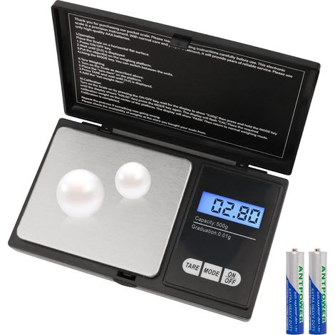 Balance de poche numérique 500 g / 0,01 g Balance de précision avec fonction tare 6 unités de pesage et écran LCD Balance numérique avec piles (1/5)