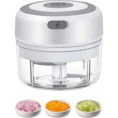 Mini hachoir à ail électrique rechargeable par USB, idéal pour les épices, les oignons et autres aliments.Comprend également un mini