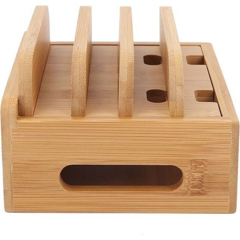 Support multi-appareil Support de Multi-Appareils en Bambou Organisateur de Cordon pour Tablette bricolage outil (1/4)