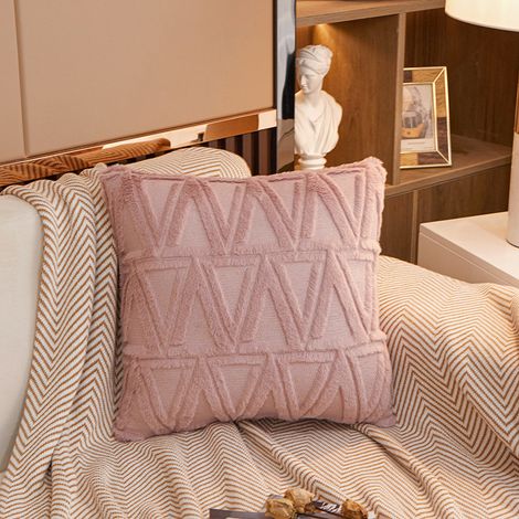 2 pcs Doux tissu moelleux Laine Courte Velours Décoratif Housses de Coussin Luxe Style pour canapé Chambre Rose 45 x 45 cm (1/5)