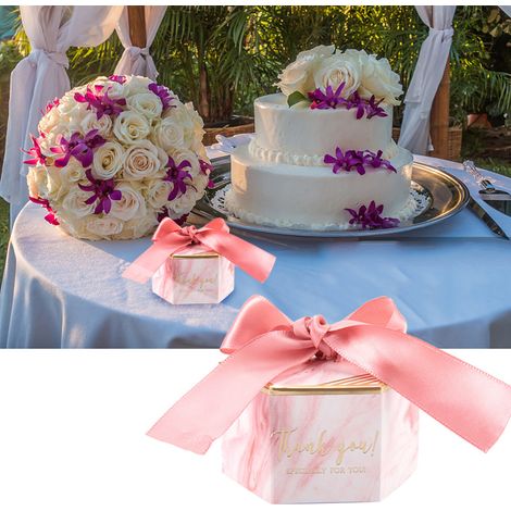 30 boîtes à bonbons en papier, boîtes cadeaux, ruban rose, pour mariages et fêtes (1/5)