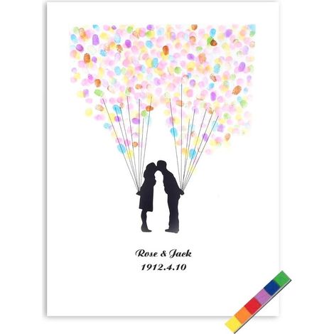 1 types d'arbre d'empreintes digitales livre d'or de mariage personnalisé affiche de livre d'or de mariage avec encre 6 couleurs (1/5)