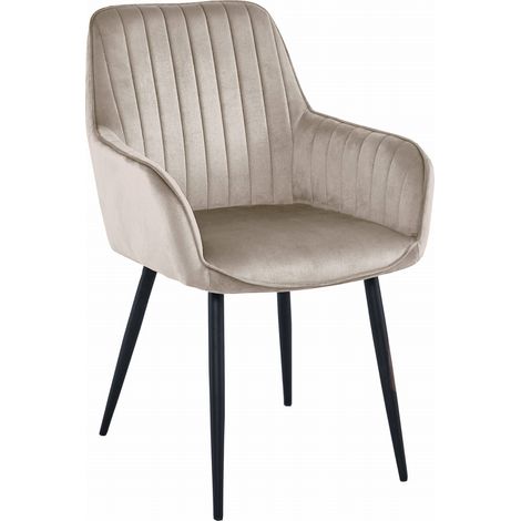 Chaise SOLDEN - velours beige foncé / pieds noirs x 1 (1/5)