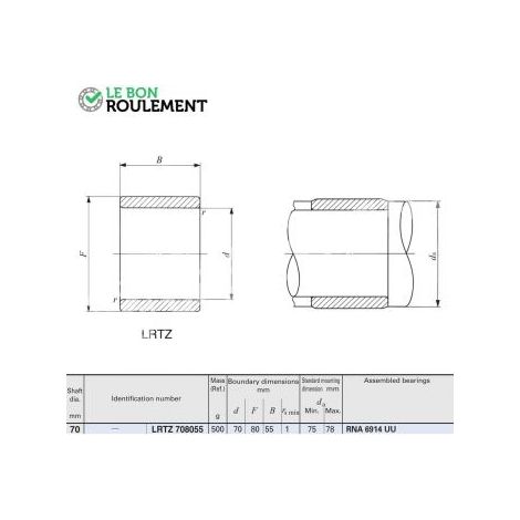Bague acier intérieure LRTZ708055-IKO