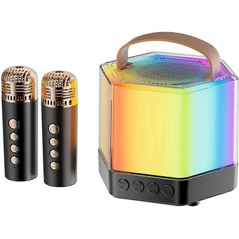 Enceinte karaoké portable Bluetooth avec basses noires --- (1/5)