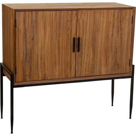 Aparador de madera y metal marrón 110x40x99h cm