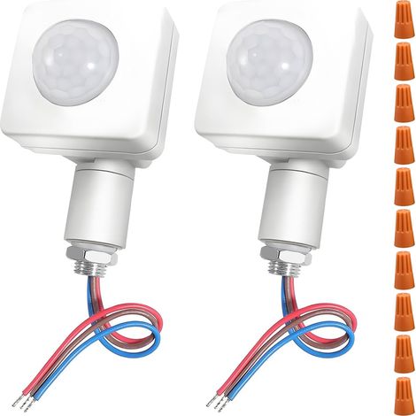 Capteur infrarouge de présence AC 85-265 V, détecteur de mouvement PIR réglable 10 mm, interrupteur infrarouge d'intérieur/extérieur avec LED, temporisation sensible à la lumière - 2 pièces (1/5)