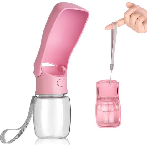Bouteille d'eau Pliable pour Chien - 350ml d'eau de Voyage Portable pour Chien Bouteille d'eau pour Animaux de Compagnie pour Chien Chat Marche en Plein air randonnée Voyage (Rose) (1/5)