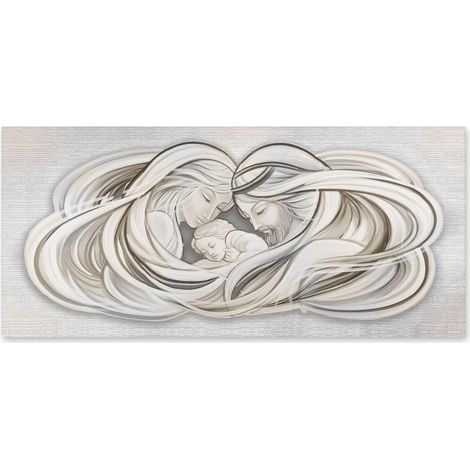 Lupia - Quadro moderno su Tela Canvas DEEP 65x143 cm SACRA FAMIGLIA 1 MIX Tela Cotone, Stampa, Made in Italy, Telaio in Legno, amore e famiglia, casa soggiorno capezzale camera da letto hotel ufficio (1/4)