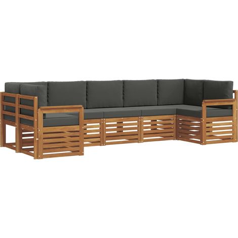 Set divano sezionale con cuscino 7 pcs Naturale e Antracite vidaXL
